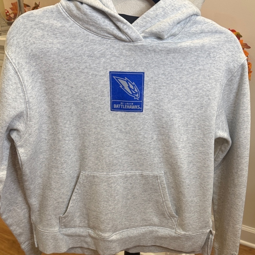Under Armour Light Gray Hoodie with Blue Emblem